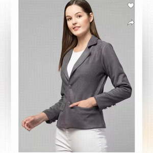 MEXX Women Solid Single Breasted Casual, Formal Blazer (Grey) Sz US 2